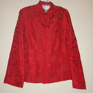 Red Vintage Silk Neiman Marcus Exclusive Kimono Jacket M